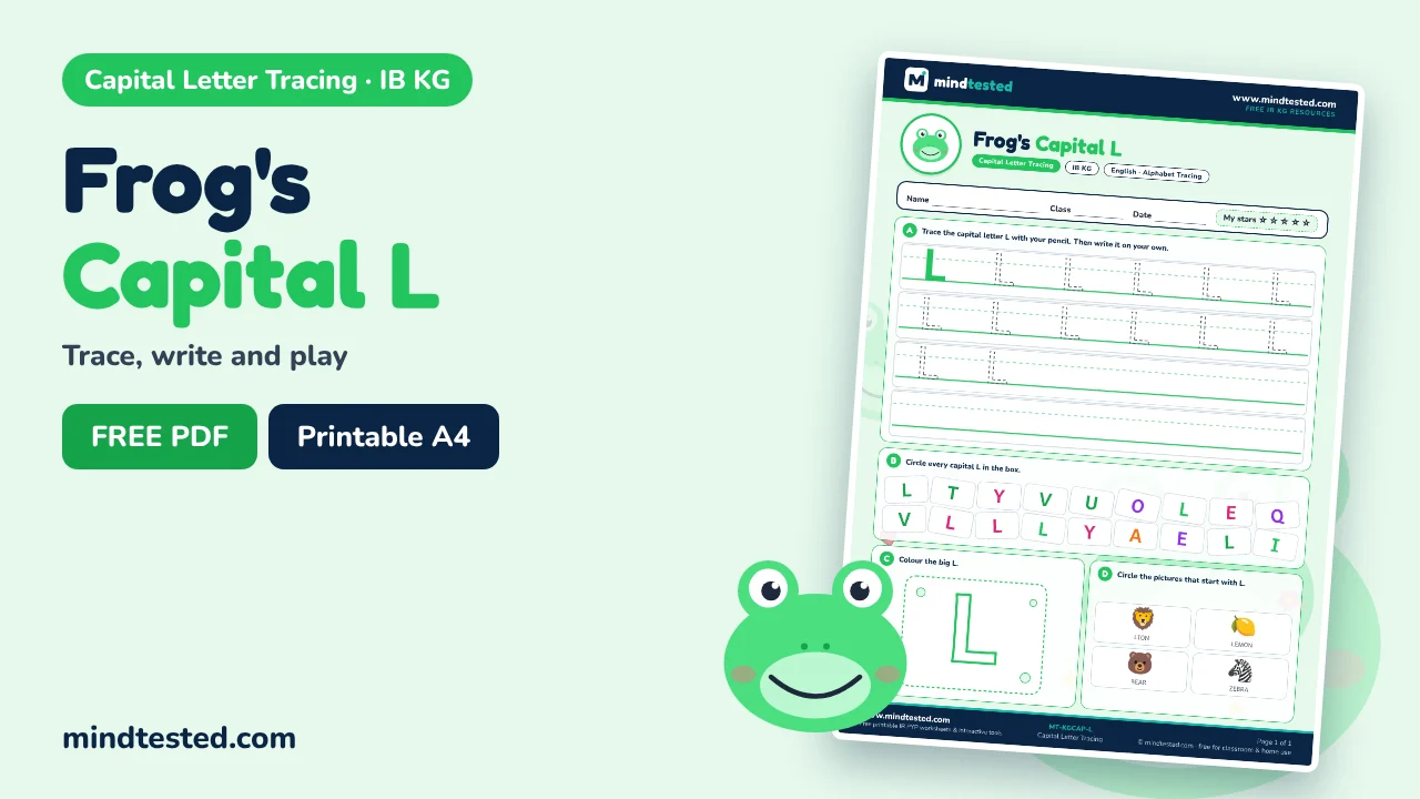 Frog's Capital L Tracing Worksheet – Capital Letter Tracing (IB KG)