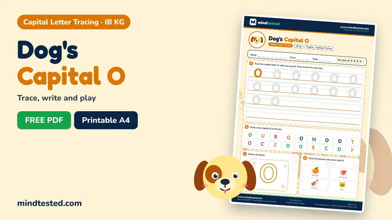 Dog's Capital O Tracing Worksheet – Capital Letter Tracing (IB KG)