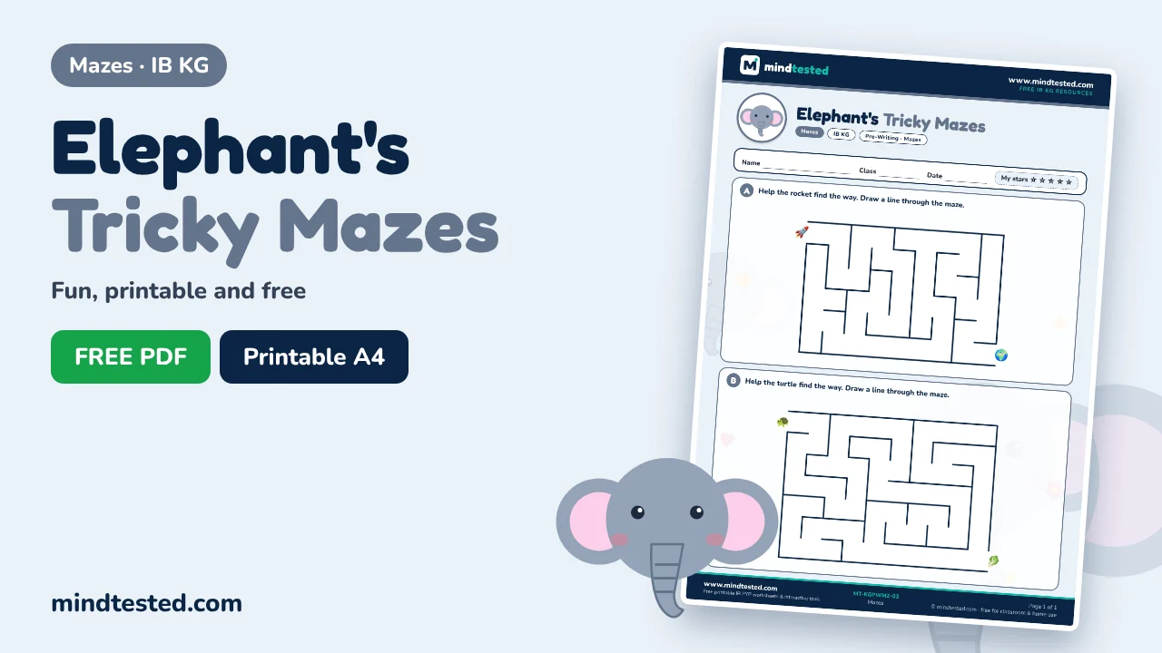 Tricky Mazes Worksheet – Mazes (IB KG Pre-Writing Skills)
