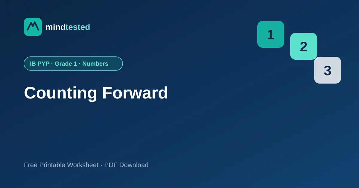 IB PYP Grade 1 Mathematics: Counting Forward Worksheet