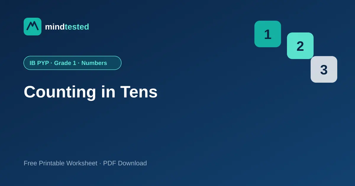 IB PYP Grade 1 Mathematics: Counting in Tens Worksheet